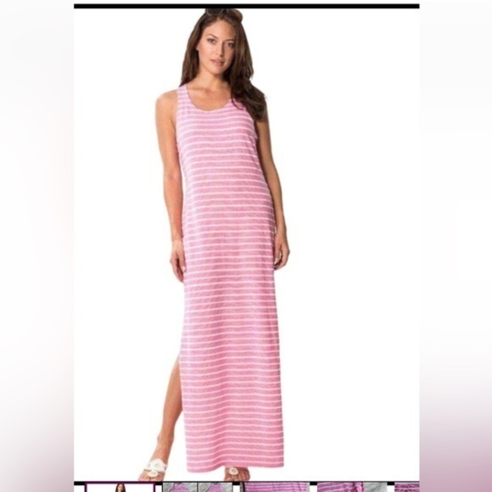 Sail to Sable Jetting to Jetties Sleeveless Maxi Dress Pink and White Stripe